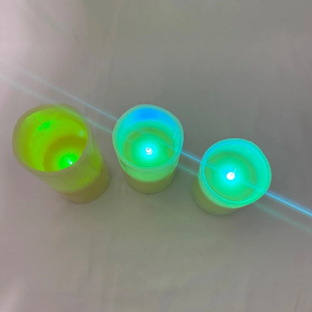 Glow Candles LED Pillar Candles Cream Color Changing Remote Set of 3
